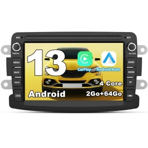 AWESAFE Radio Android Pour Peugeot 307 SW Cc 2002-2013 Construit en Carplay intégré/Android Auto SWC GPS Bluetooth WiFi RDS FM Radio
