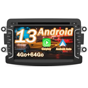 AWESAFE Radio Android pour Renault Dacia intégré Carplay intégré/Android Auto SWC GPS Bluetooth WiFi RDS FM Radio