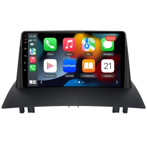 AWESAFE Radio Android pour Mégane 2 2002-2009 Construit en Carplay intégré/Android Auto SWC GPS Bluetooth WiFi RDS FM Radio