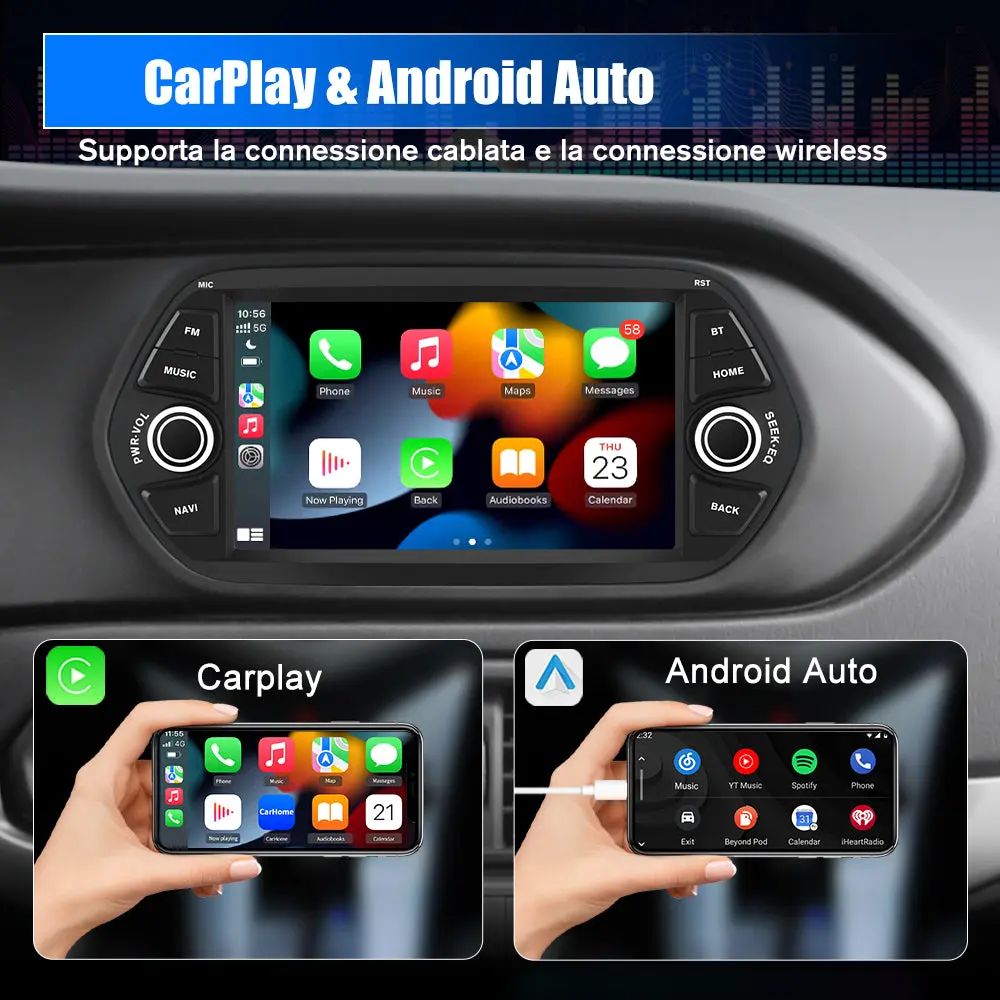 AWESAFE 7 Pollici Android 13 Autoradio per Fiat Tipo Aegea Egea (2015-2017) con CarPlay/Android Auto Touchscreen GPS Bluetooth WIFI FM RDS Comandi al Volante – Image 3