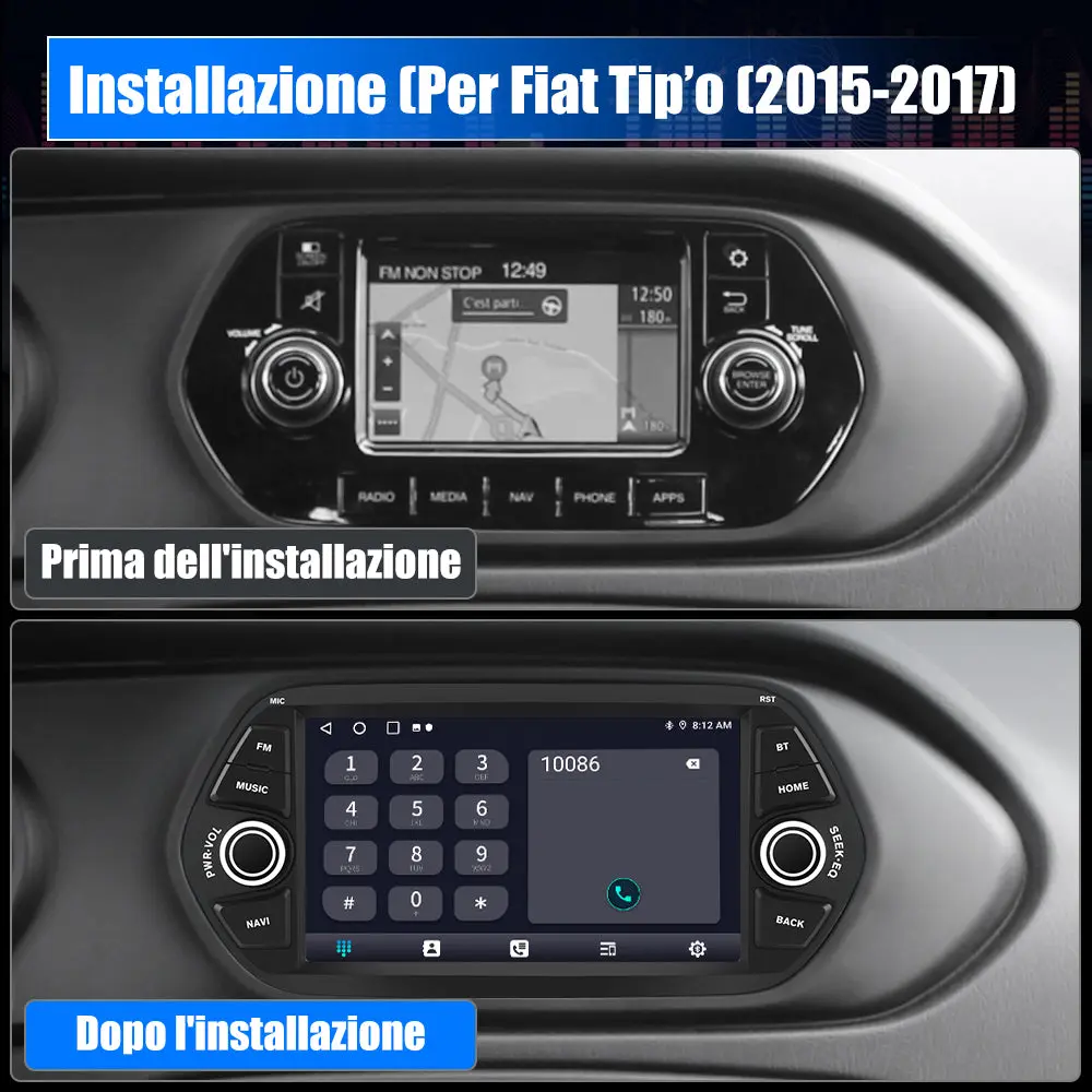 AWESAFE 7 Pollici Android 13 Autoradio per Fiat Tipo Aegea Egea (2015-2017) con CarPlay/Android Auto Touchscreen GPS Bluetooth WIFI FM RDS Comandi al Volante – Image 5