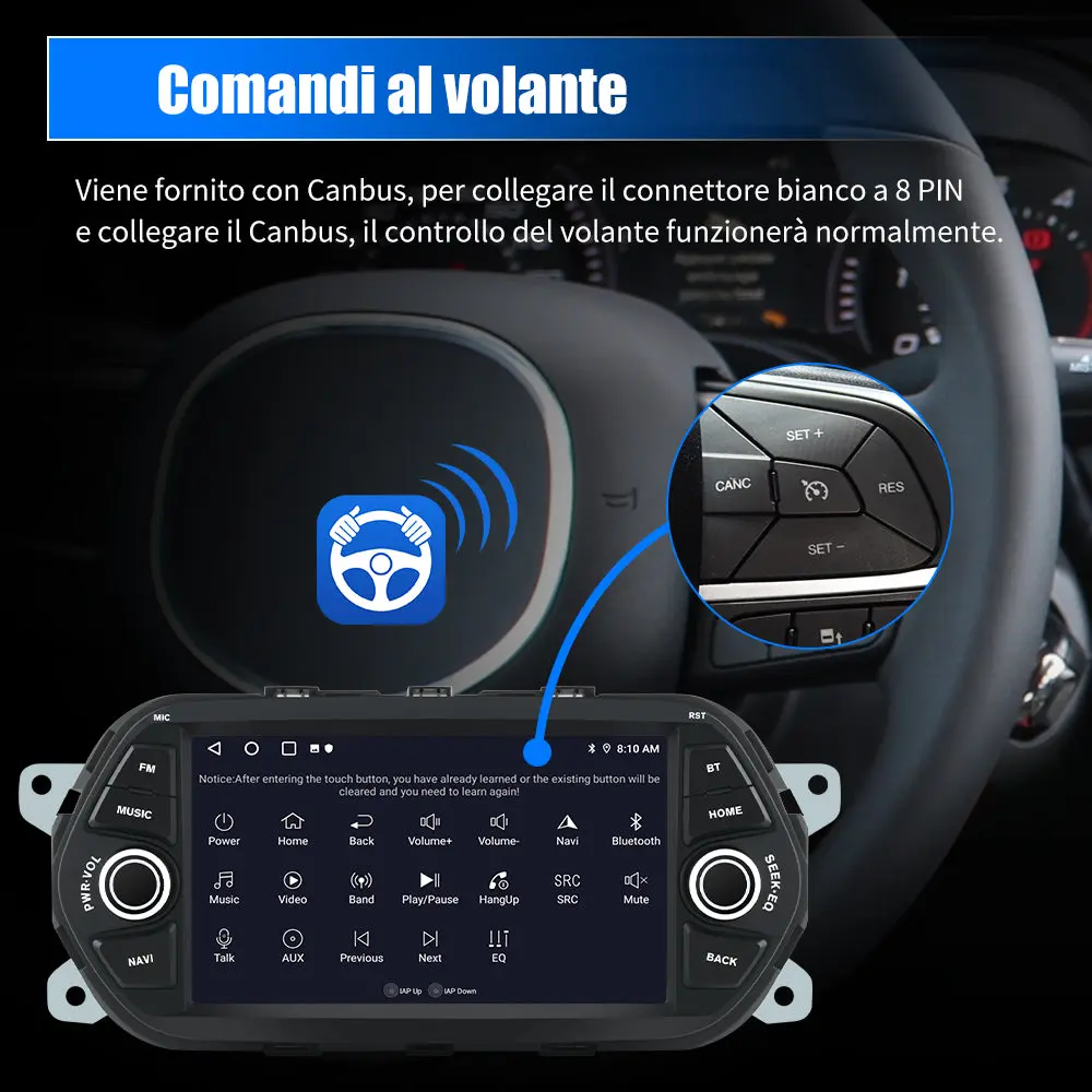 AWESAFE 7 Pollici Android 13 Autoradio per Fiat Tipo Aegea Egea (2015-2017) con CarPlay/Android Auto Touchscreen GPS Bluetooth WIFI FM RDS Comandi al Volante – Image 6