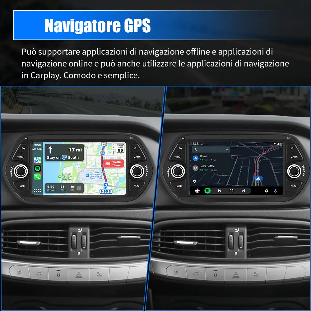 AWESAFE 7 Pollici Android 13 Autoradio per Fiat Tipo Aegea Egea (2015-2017) con CarPlay/Android Auto Touchscreen GPS Bluetooth WIFI FM RDS Comandi al Volante – Image 7