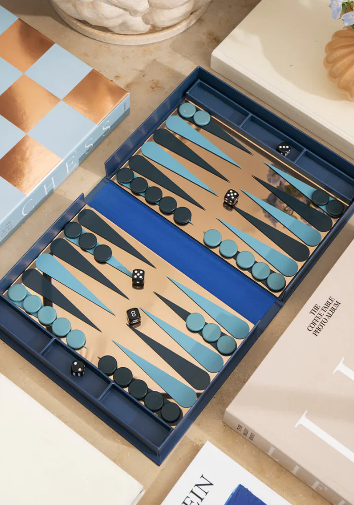 Art Of Backgammon Mirror Bleu
