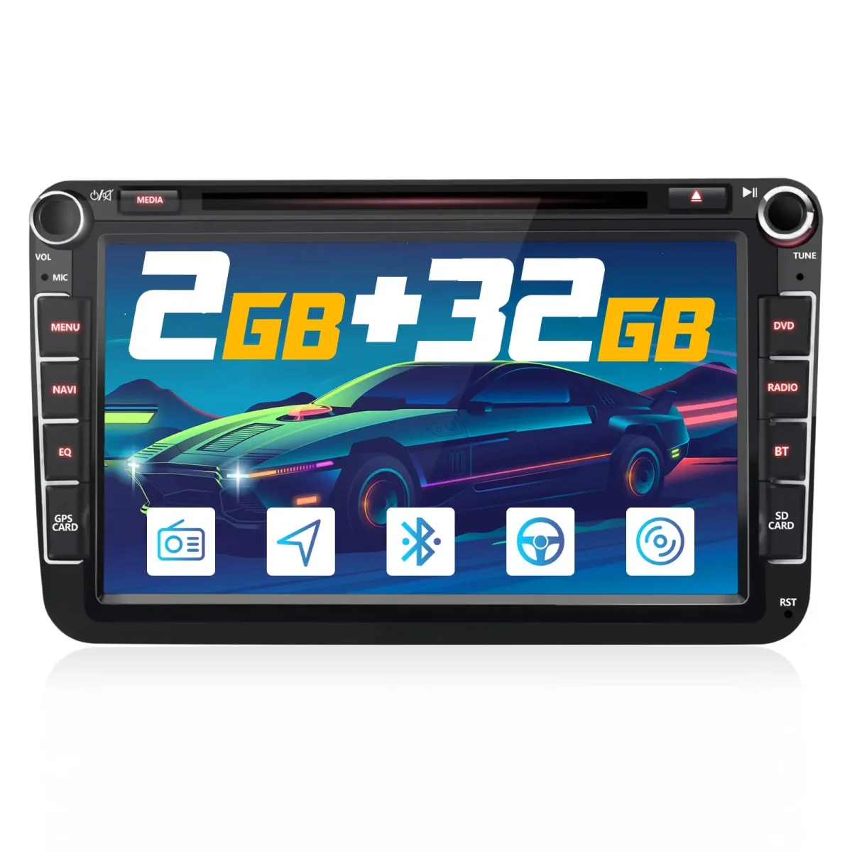 AWESAFE Autoradio für Volkswagen/Seat/Skoda mit GPS-Navi/Multimedia-Stereo/Carplay/SWC/BT/AM/FM – Image 2