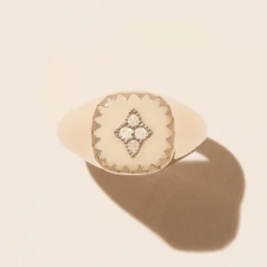 Bague Chevalière Pierrot Blanche