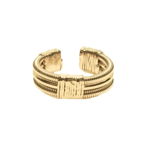 Bague 2 Cordes De Basse Emballées Plaqué Or