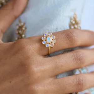 Bague 9 Planètes Pierre De lune