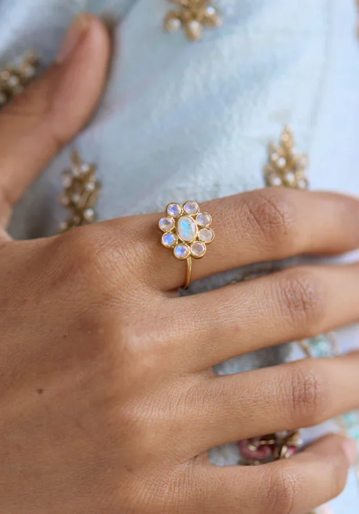 Bague 9 Planètes Pierre De lune