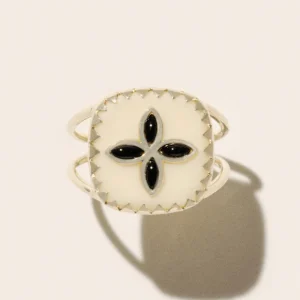 Bague Bowie N°2 Blanc Onyx Noir