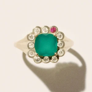Bague Robin N°1 Calcédoine Vert
