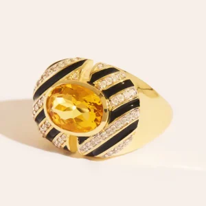 Bague Zèbre Quartz Jaune