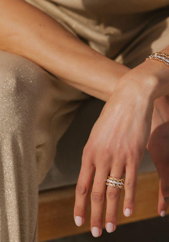 Bague Ajustable Tressée Argent – Image 3