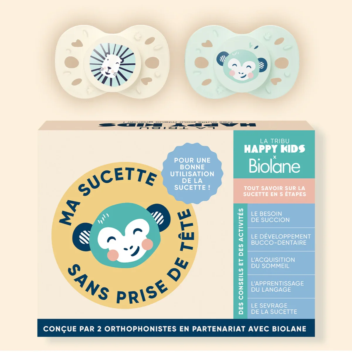 Coffret "Ma sucette sans prise de tête" + sucettes anatomiques animaux – Image 6