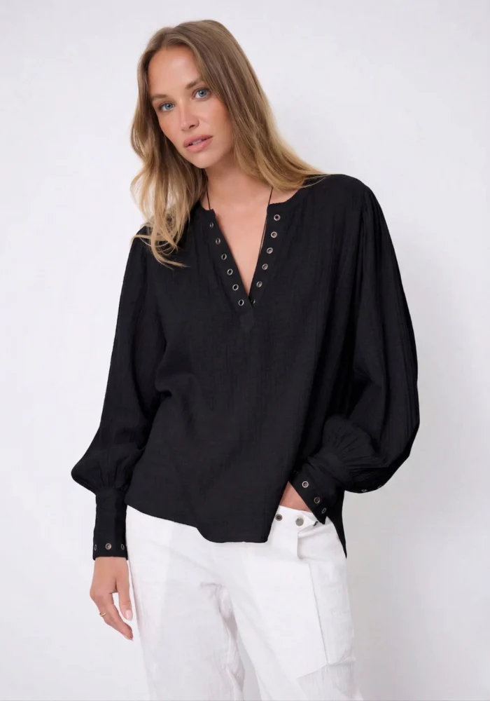 Blouse En Coton Cali Noir – Image 2