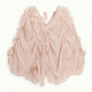 Blouse Fluide À Volants Rose