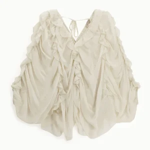 Blouse Fluide À Volants Beige