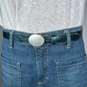 Boucle De Ceinture Ovale Lisse Argenté