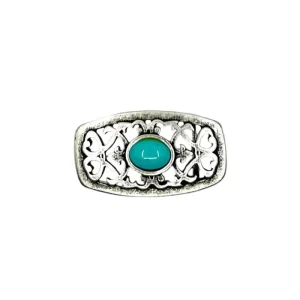 Boucle De Ceinture Rectangle Argenté Turquoise
