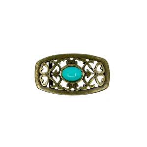 Boucle De Ceinture Rectangle Doré Turquoise