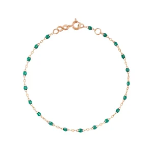 Bracelet Classique Gigi Or Rose Et Résines Émeraude 15cm
