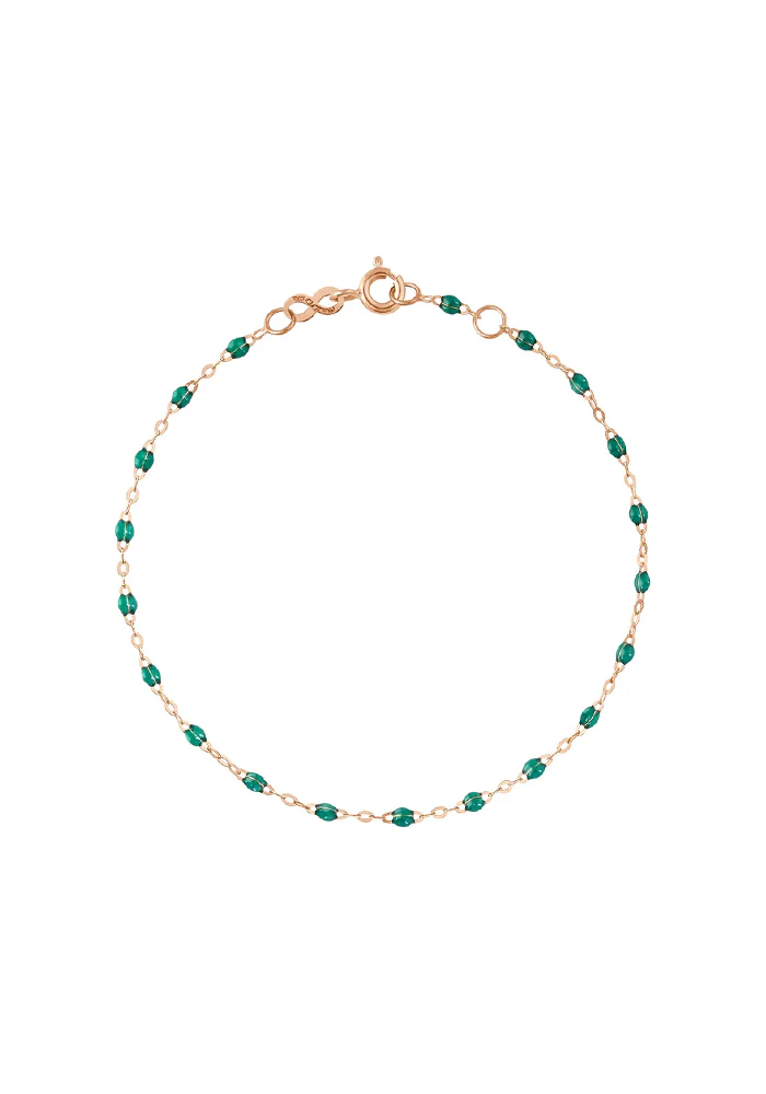 Bracelet Classique Gigi Or Rose Et Résines Émeraude 15cm – Image 2