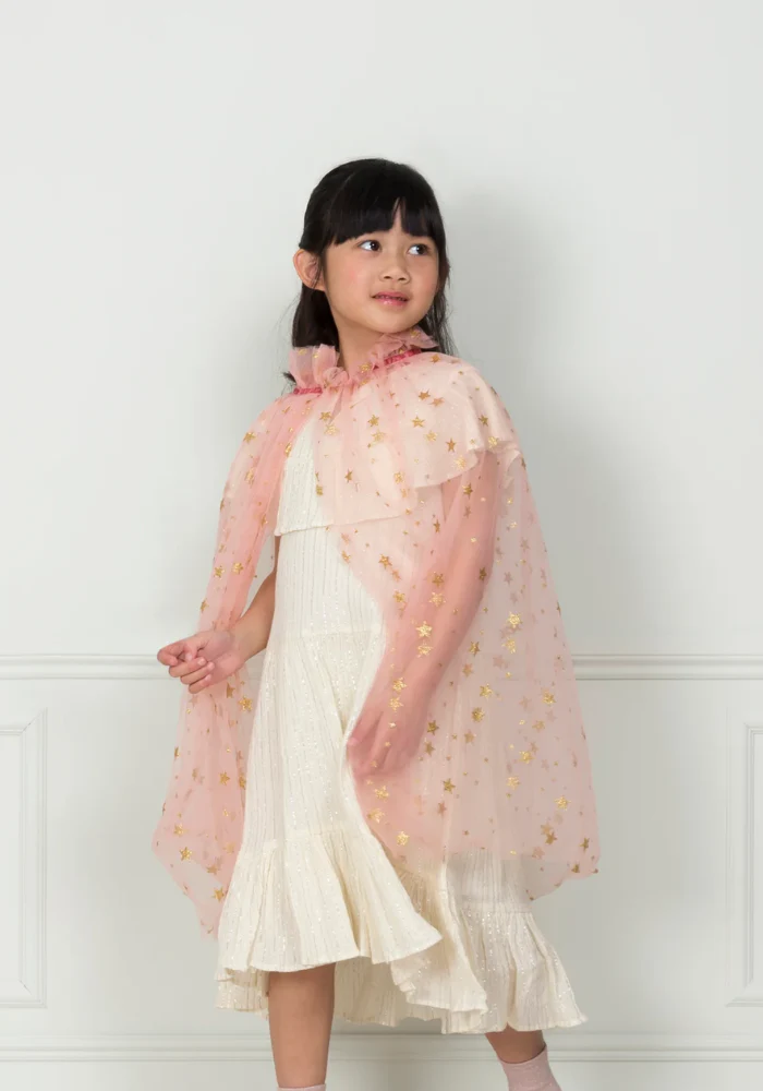 Déguisement Cape Étoilée En Tulle Rose 3/6 Ans – Image 3