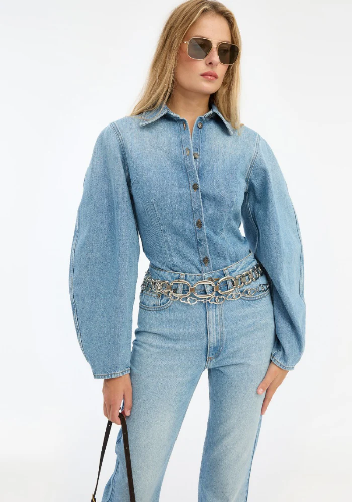 Chemise Denim Fitted Light Blue Denim