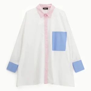 Chemise Oversized Boutonnière Rose Et Bleu
