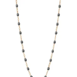 Sautoir Classique Gigi Or Rose Et Résines Gris Souris 60cm