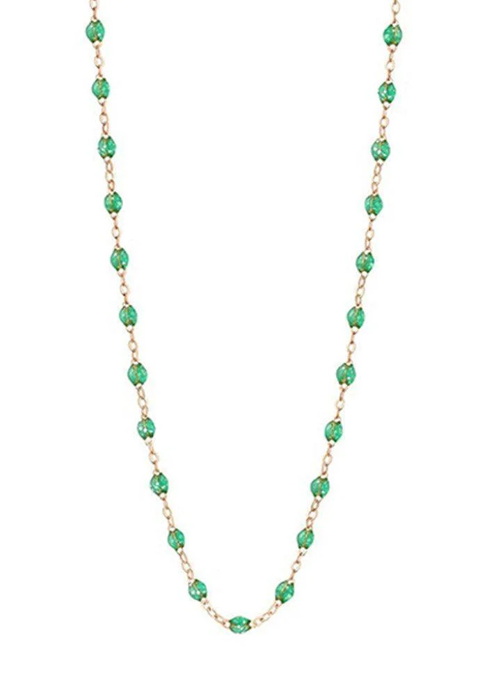 Sautoir Classique Gigi Or Rose Et Résines Menthe 60cm