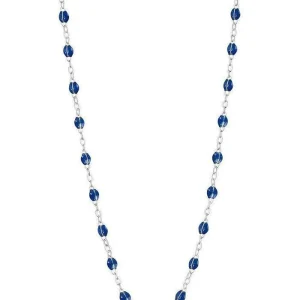 Sautoir Classique Gigi Or Blanc Et Résines Prusse 60cm