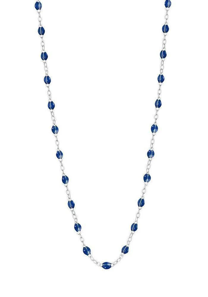 Sautoir Classique Gigi Or Blanc Et Résines Prusse 60cm – Image 2