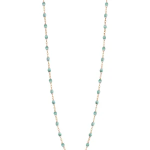 Sautoir Classique Gigi Or Rose Et Résines Bleu Glacier 60cm