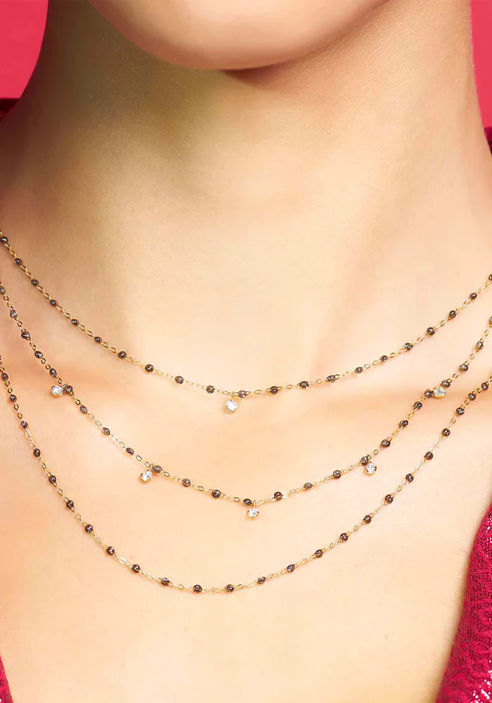 Collier Gigi Suprême Or Rose Diamants Et Résines Quartz 45cm – Image 3