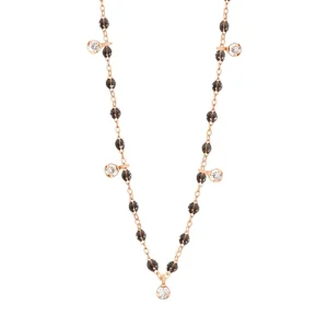 Collier Gigi Suprême Or Rose Diamants Et Résines Quartz 45cm
