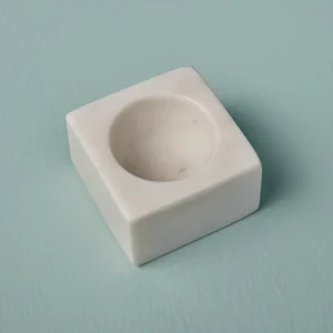 Coquetier Large Carré En Marbre Blanc