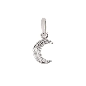 Pendentif Petite Lune Or Blanc Diamants