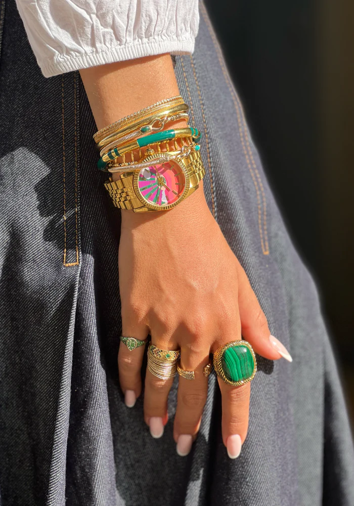 Baby Chevaliere Poire Tsavorites Vertes – Image 4