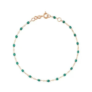 Bracelet Classique Gigi Or Rose Et Résines Émeraude 17cm
