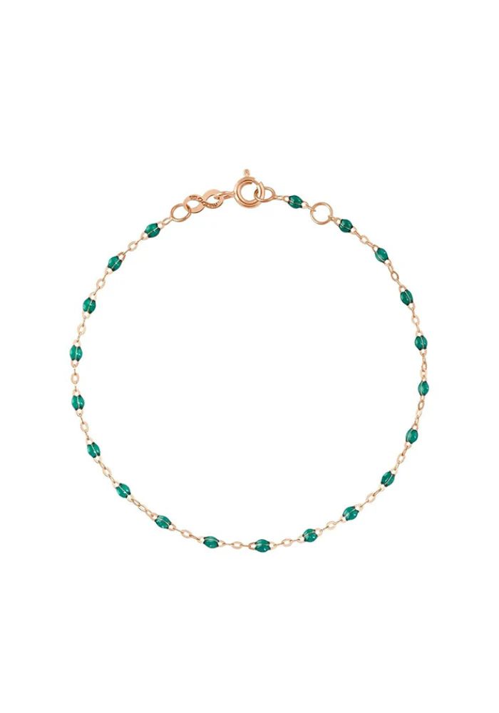 Bracelet Classique Gigi Or Rose Et Résines Émeraude 17cm – Image 2