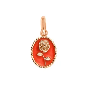 Pendentif Rose Or Rose Résine Corail