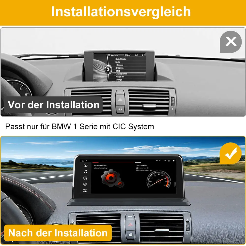 Android 8.8 Zoll AutoRadio 4G+64G für BMW 1 Serie E81 E82 E87 E88 2005-2012 mit ClC system Built in Carplay/Android Auto SWC BT AM/FM – Image 3