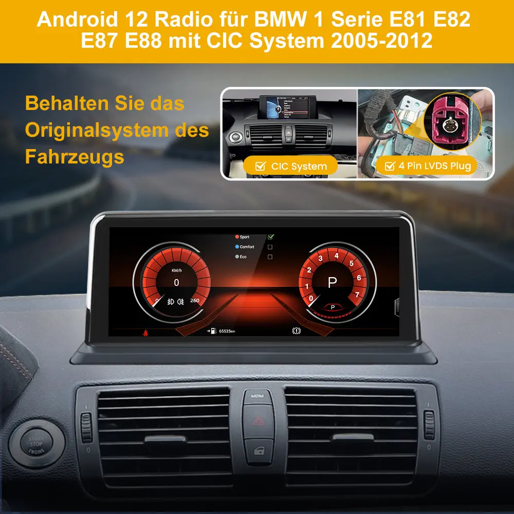 Android 8.8 Zoll AutoRadio 4G+64G für BMW 1 Serie E81 E82 E87 E88 2005-2012 mit ClC system Built in Carplay/Android Auto SWC BT AM/FM – Image 4