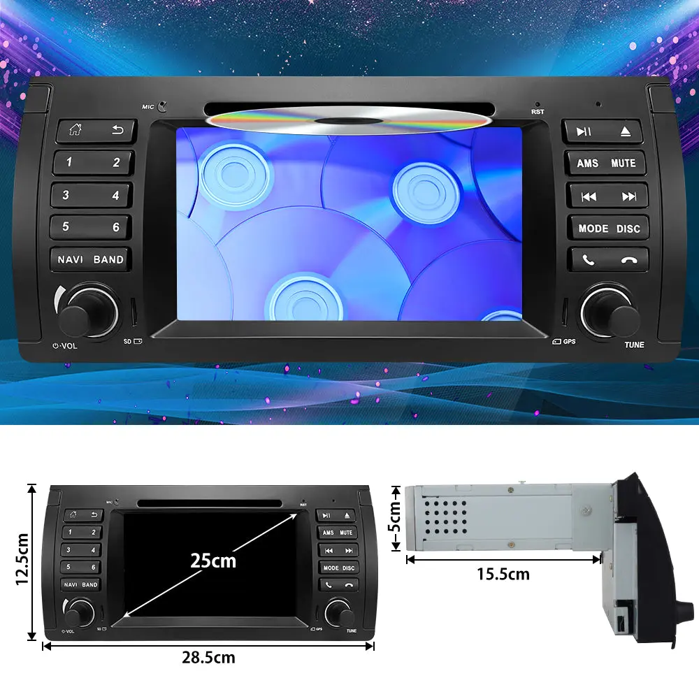 Android 7 Zoll Autoradio 1DIN 2G+32G Für BMW E39 Built in Carplay SWC Bluetooth AM/FM – Image 7