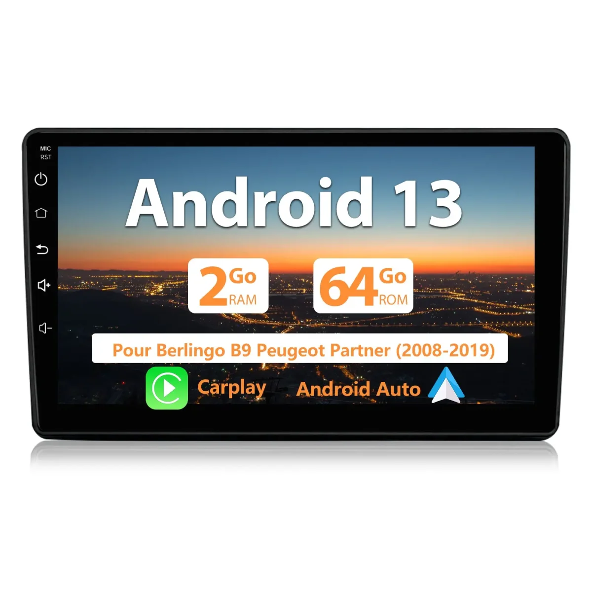 Android Radio Pour Berlingo B9 Peugeot Partner (2008-2019) Construit en Carplay/Android Auto SWC BT AM/FM – Image 2