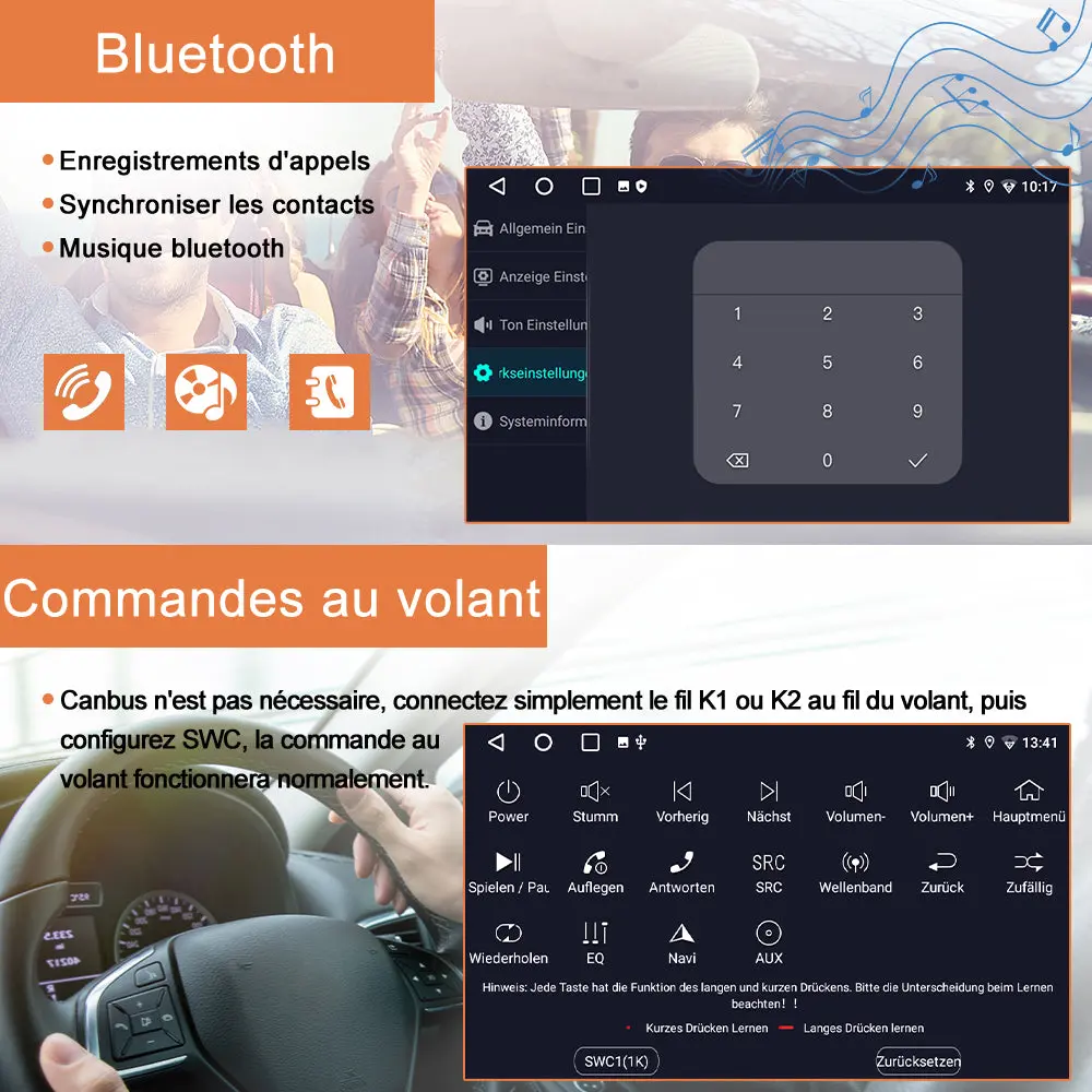 Android Radio Pour Berlingo B9 Peugeot Partner (2008-2019) Construit en Carplay/Android Auto SWC BT AM/FM – Image 7