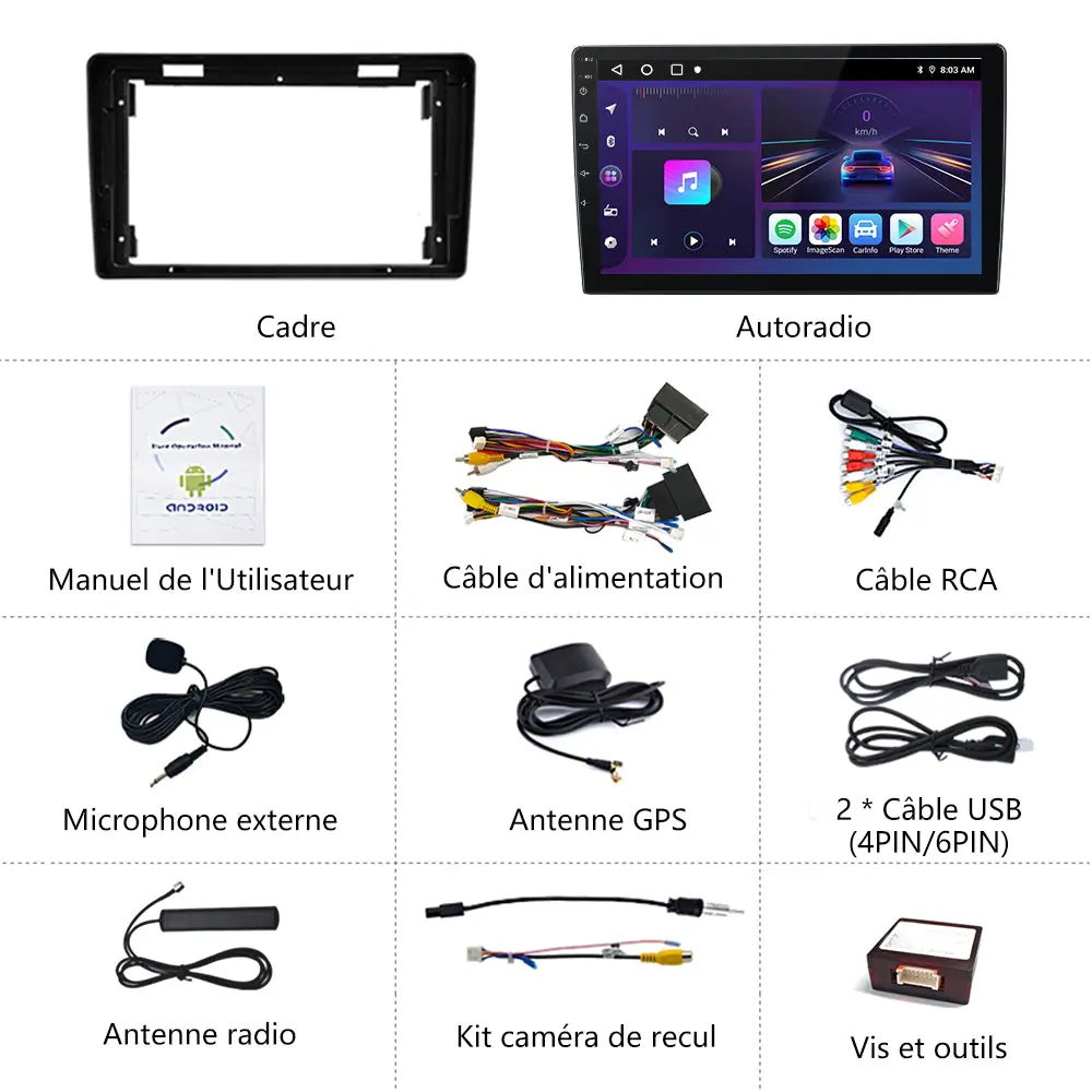 Android Radio Pour Berlingo B9 Peugeot Partner (2008-2019) Construit en Carplay/Android Auto SWC BT AM/FM – Image 8