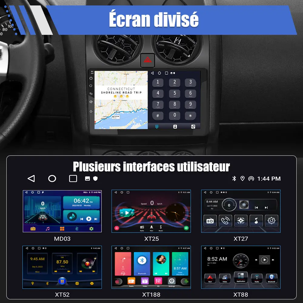 Radio Android Pour 0ashqai110 (2006-2013) Carplay intégré/Android Auto SWC BT AM/FM – Image 6