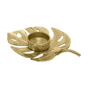 Bougeoir Chauffe Plat Feuille Doré